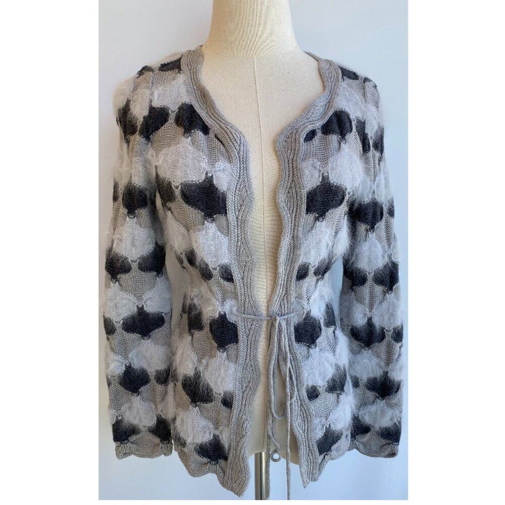 Les Copains Cashmere Wool Angora Cardigan Open Sweater size It. 40, US 4